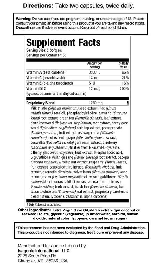 IsaGenix Product B Antioxidants Telomere Support Ingredients